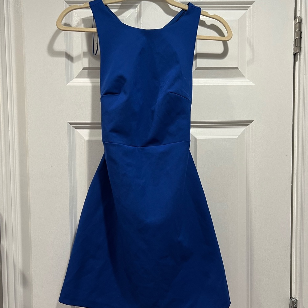 Never worn Zara A line royal blue dress with partly open back